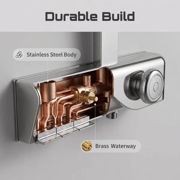AT-S33 SUS304 Stainless Steel Wall Mounted Shower System With Rain Shower Hand Shower and Bottom Spout for Hotel Project photo-5