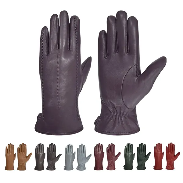 Women Leather Gloves Multiple Color Options Custom Logo Winter Fashion Gloves photo-2