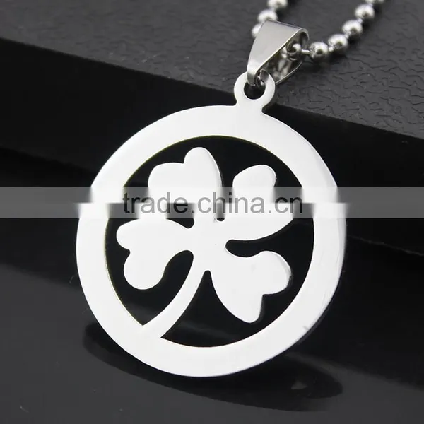 Stainless Steel Four Leaf Clover Pendants Necklace photo-2