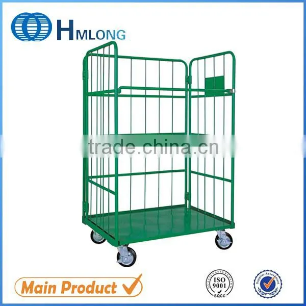 Folded Moving Wire Mesh Metal Industrial Trolleys