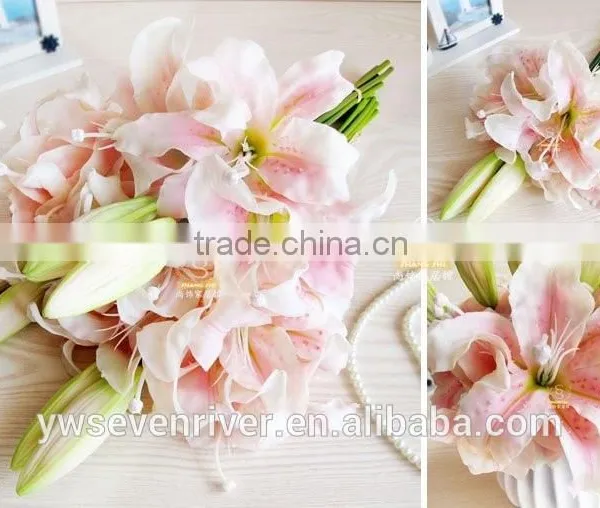 The New Simulation PU Flower Feel the Lilies Flower Art Furnishing Articles Home Marry Bridal Chamber Table Flower Decoration