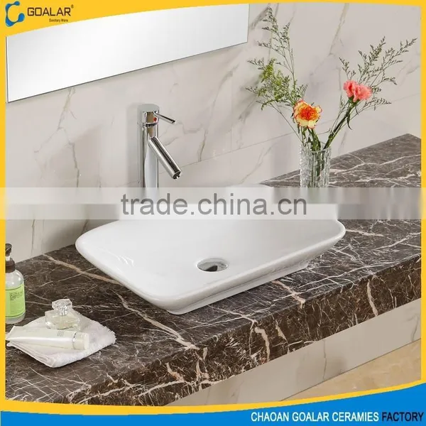 Counter Top Basin Ceramic Smooth Surface Rectangular Wash Basin