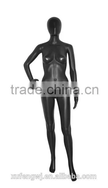 Black Abstract Head Standing Slim Plastic Ghost Mannequins Rotatable Nude Manikin for Clothing Shop photo-4