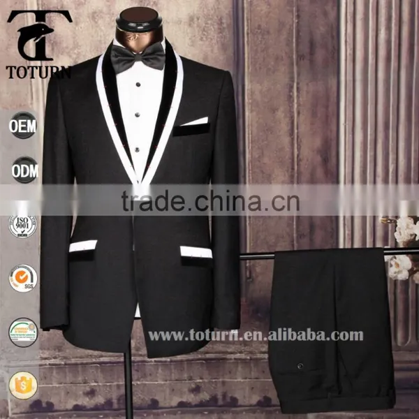 New 2016 Hot Selling Classic China Wholesale Oem Manufacturer Formal Wear Slim Fit Black Men's Coat Pant Designs Wedding Suit