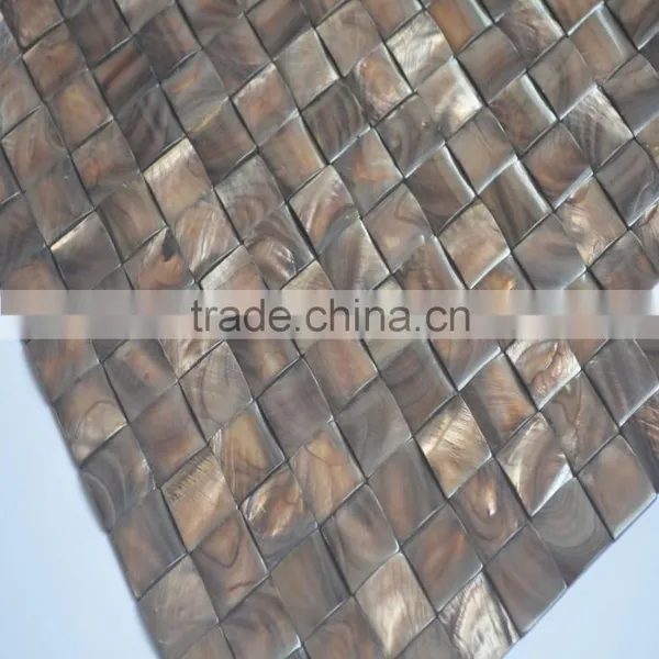 Wave Colored Brown River Shell Mosaic Tile,seamless on Mesh photo-3