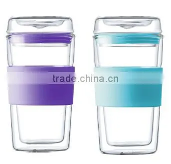 Easy To Carry Drinking Cap Glass Cup With Silicone Sleeve photo-2