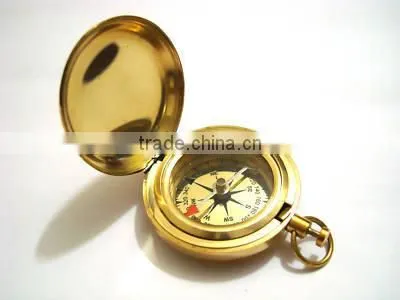 heavy push button compass- pocket compass- brass compass