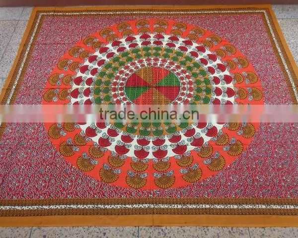 Peocock Round Mandala Multicolours Tapestry photo-4