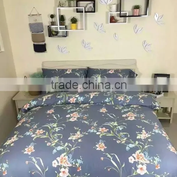 New Design Reactive Printed Bedding Sets Dark Gray Color Printing Duvet Cover and Pillow Covers