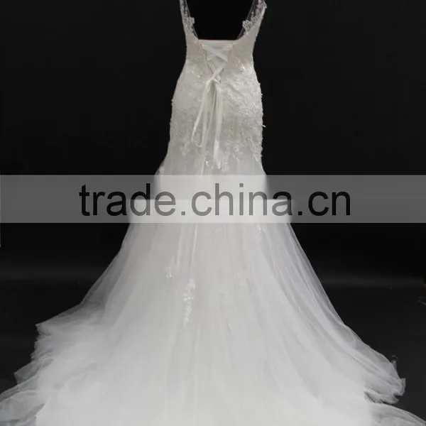 Best Selling Wedding Gown Sexy Low Back Lace up Back Sleeveless Mermaid Wedding Dress photo-6