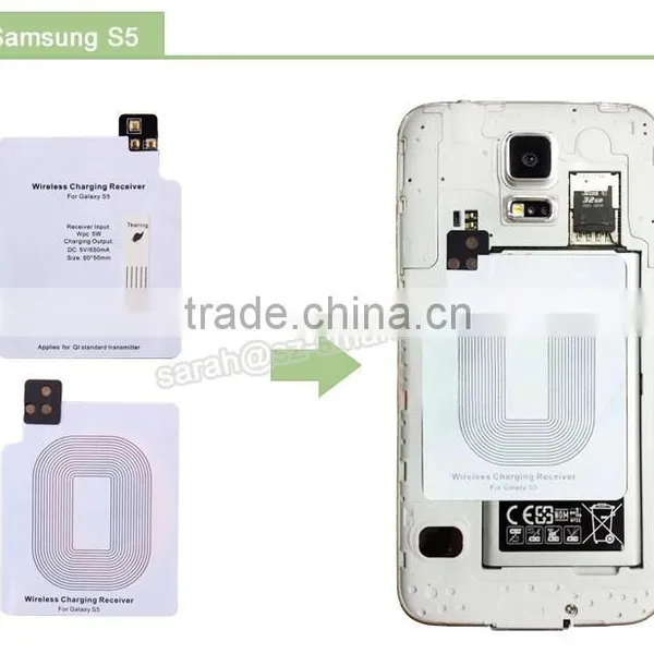 wholesale qi wirelss charging receiver / mini wireless transmitter and receiver for S5
