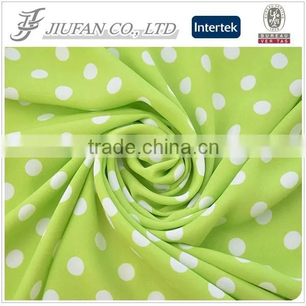 Jiufan Textile New Pattern Printed Georgette 100% Spun Polyester Green and White Spot Fabric photo-2