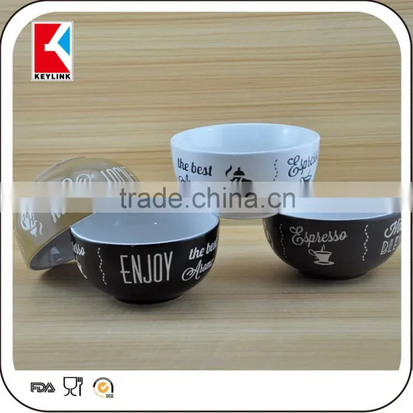 China Factory Color Glazed Stoneware Cereal Bowl Ceramic Soup Bowls Logo Black photo-2