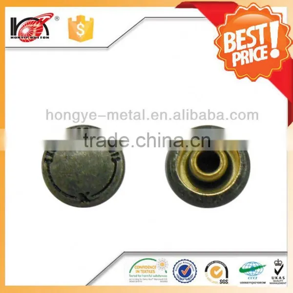 Wholesale christmas decorative button brass material jeans rivet for garment