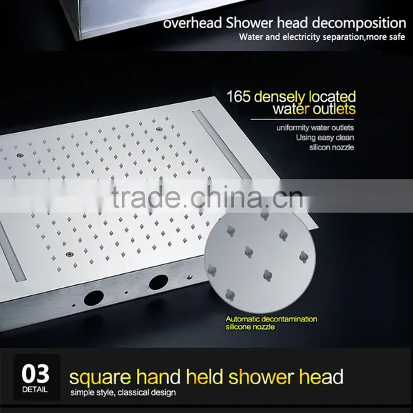 Led Shower Complete Set 3 Way in Wall Thermostatic Shower Faucet With 360*500mm Electric Shower + 6 Pcs Massage Body Jets photo-4