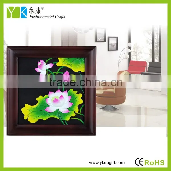 Lotus Flower Carved and Painted Home Etc Wooden Photo Picture Frame for Wall Decoration photo-3