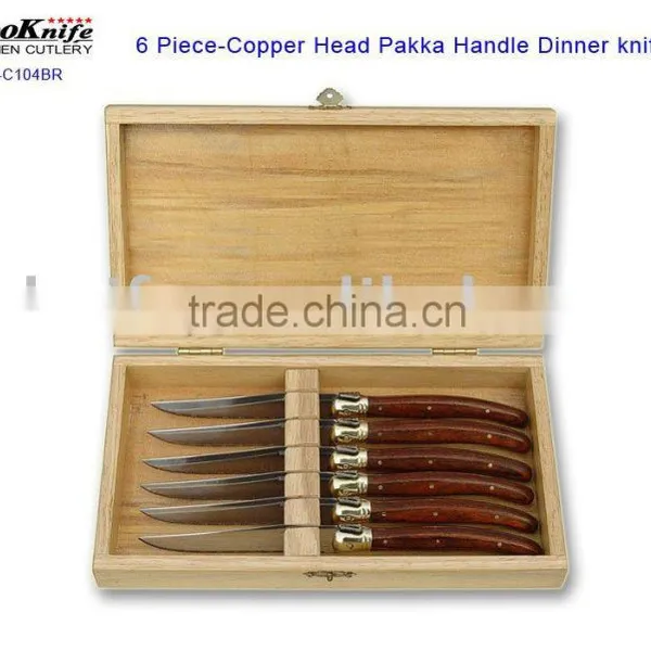 6PCS Pakka Wood Handle Fork With Wooden Gift Box Fork and spoon gift set