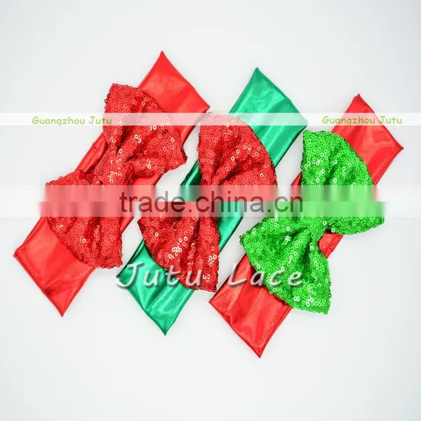 Beautiful Fancy Baby Knit Headbands With Bows - Glitter Sequin Bow With Shiny Elastic Hairbands photo-6