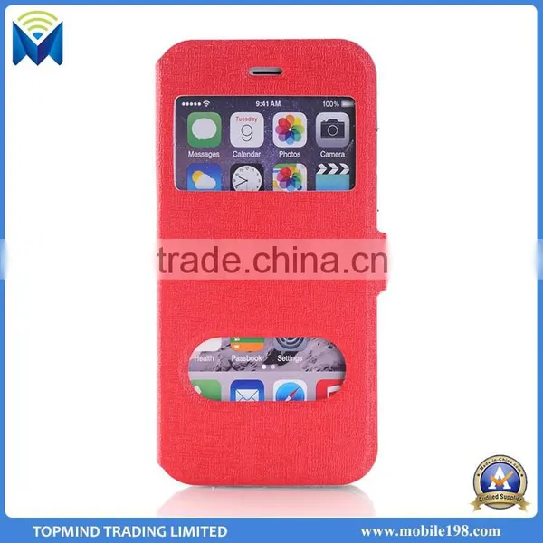 Dual Clear Window View PU Leather Flip Case for IPhone 6S 6S Plus photo-5