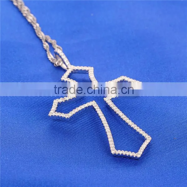 Indian Silver Cross Zircon Earrings Pendant Jewelry Set E009A photo-3