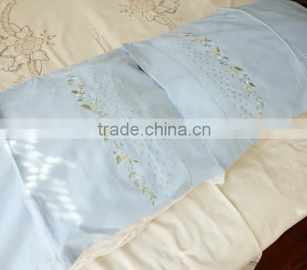 50*70CM Colorful Flowers and Stems Embroidered Hemstitched Whole Blue Color Pillowcovers photo-5