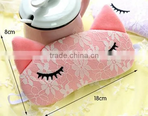 Korea Style Cute Lace Cat Shape High Quality Soft Patch Sleeping Travel Blindfold Shade Cover Eye Mask photo-2