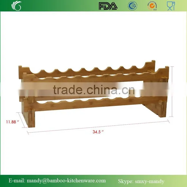 Stackable Bamboo Wine Rack, Wine Bottle Bamboo Shelf, Storage Rack for Wine Bottles photo-2