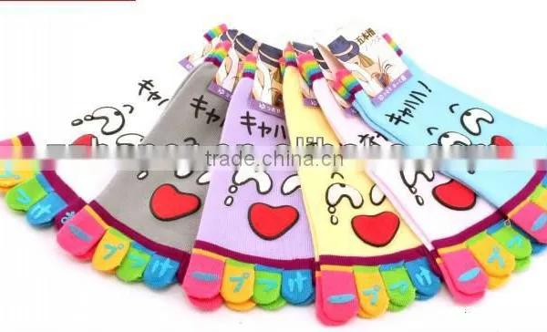 Women's Five Toe Socks, Crying Face Toe Socks, Lovey Cartoon Summer Toe Socks