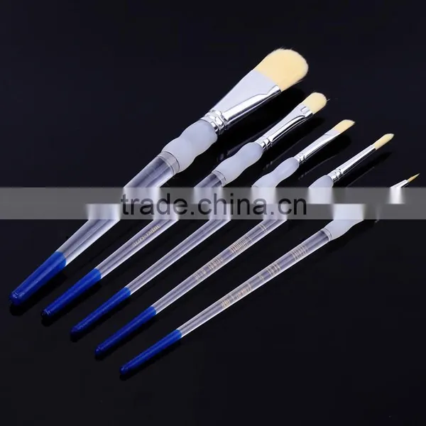 Wholesale Price Professional Acrylic Handle Natural Filbret Bristle Hair Oil Painting Brush Art Paint Brushes Set 5 Piece photo-3