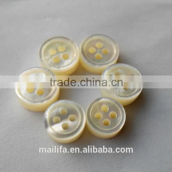 4 Holes 18L, 16L, 14L 4MM/3MM Thickness White MOP Shell Shirt Buttons in High End photo-2