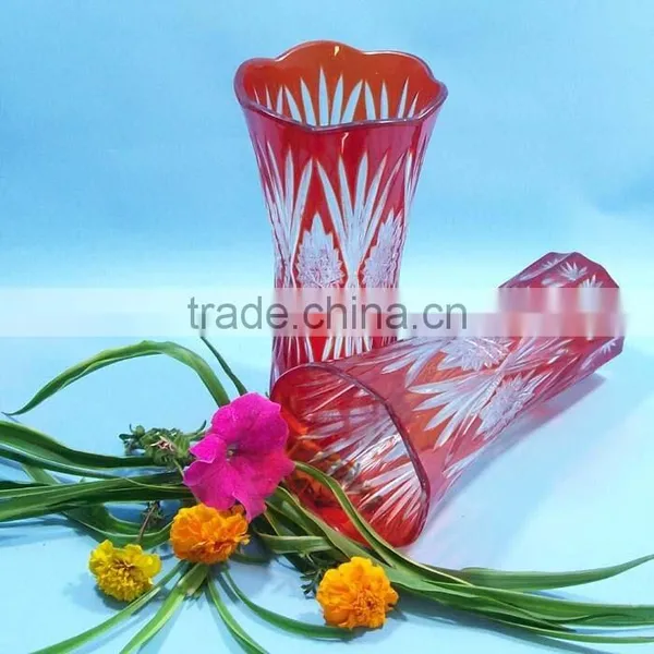 2014 New Hand Blown Double Color Glass Vase