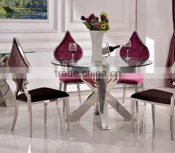 TH383 Stainless Steel Glass Top Fancy Console Table For Dinner photo-2