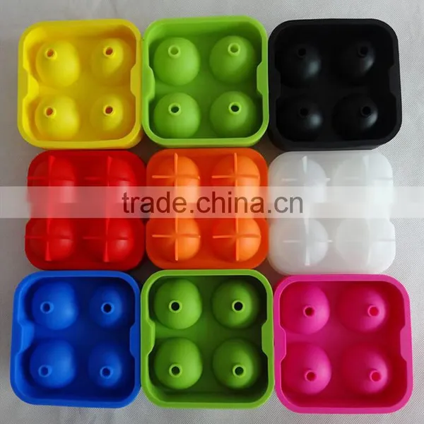 New Round Ice Balls Maker Silicone Tray Four Large Sphere Molds photo-2
