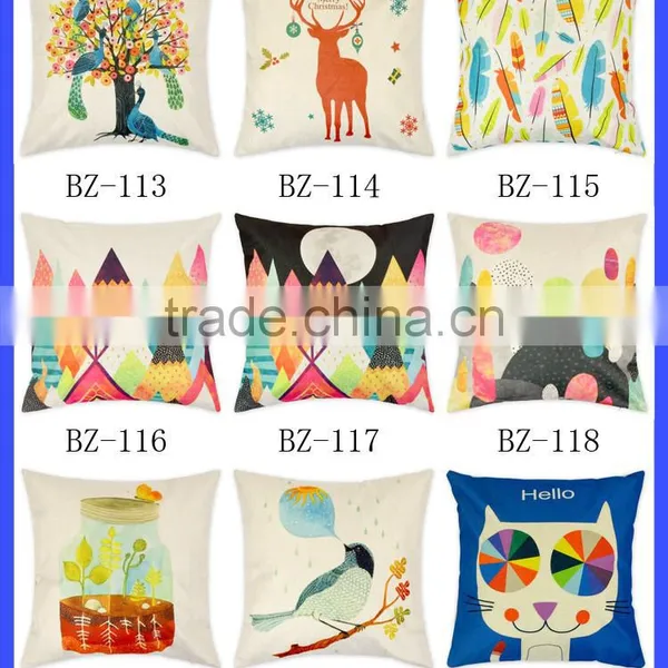 17.7" x 17.7 " High Quality Hemp Christmas Deer Pillow Case for Sofa photo-5