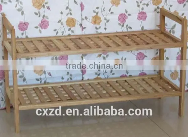 Modern Style Simple Design Two-tier Walnut Shoe Rack photo-3