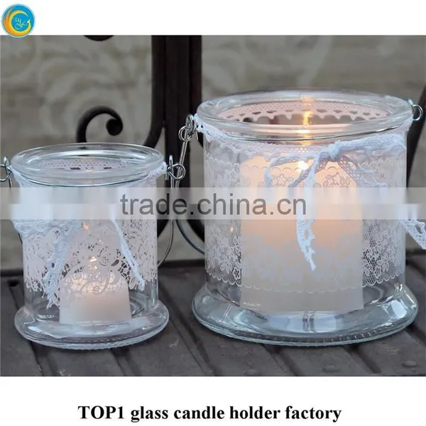 Mason Jars Lowes Glass Candle Holder With Metal Trim photo-3
