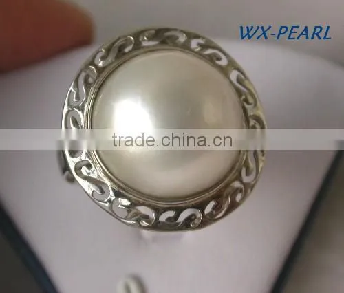 New Design Seawater Pearl Ring With Diamond Tahitian Pearl Ring photo-2