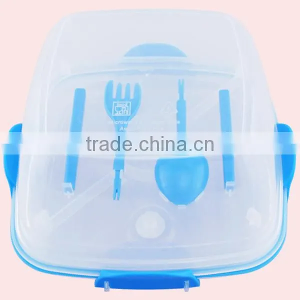 1200ml Square Double Layer Transparent Lunch Box With Lock photo-6