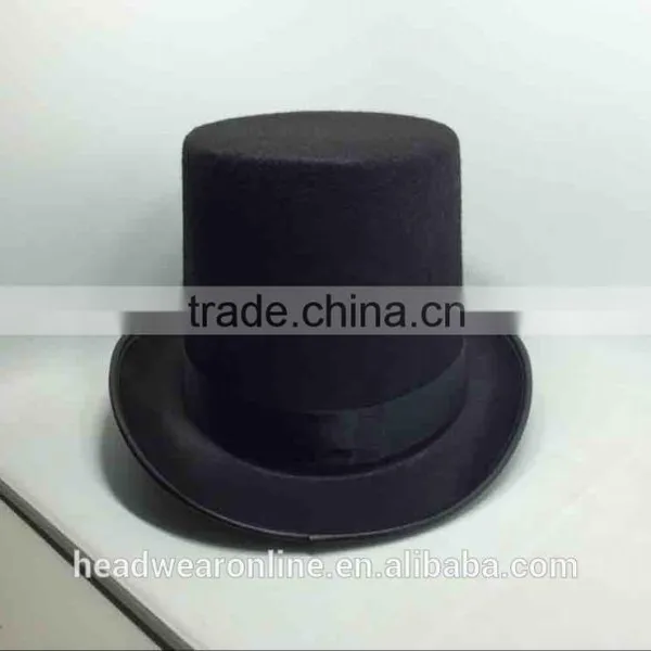 Fashion Black Round Top Hat With Custom Printing Logo Ribbon photo-6