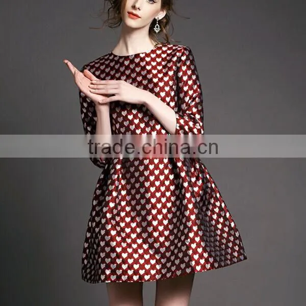 Ladies Fashion European Style Half Sleeve Fit and Flare Short Autumn Dress photo-3