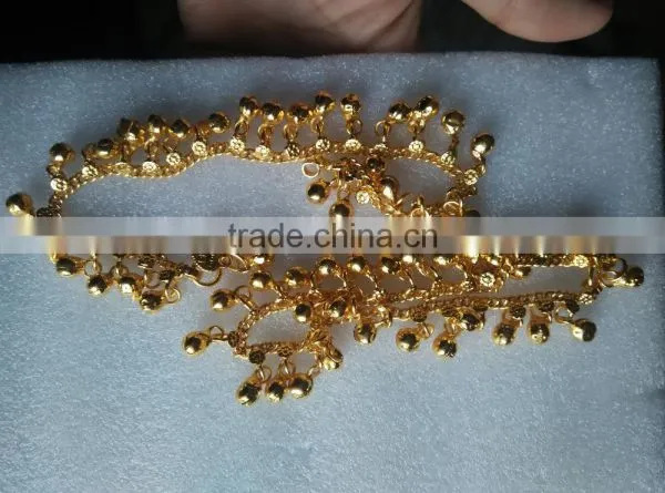 Gold TONE BELLS Payal ANKLETS Feet Bracelet PAIR photo-2
