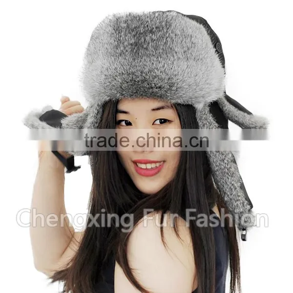 CX-C-241B Hot Selling Rabbit Fur Earmuff Trapper Fur Hat photo-3