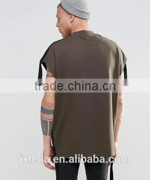 Custom Men Fashion Super Oversized Sleeveless Heavyweight Jersey T-shirt With Taping photo-5