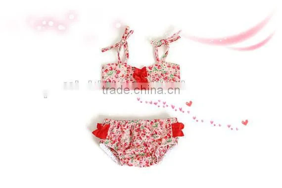 2017 Summer Soft Cotton Boutique Print Young Girl Swimsuit Pattern photo-6