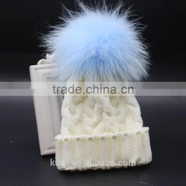 Children Fur Pompom Hat Baby Boys Girls Winter Beanie Hats Wool Knitted Caps For Kids 2016 Hot Sale photo-4
