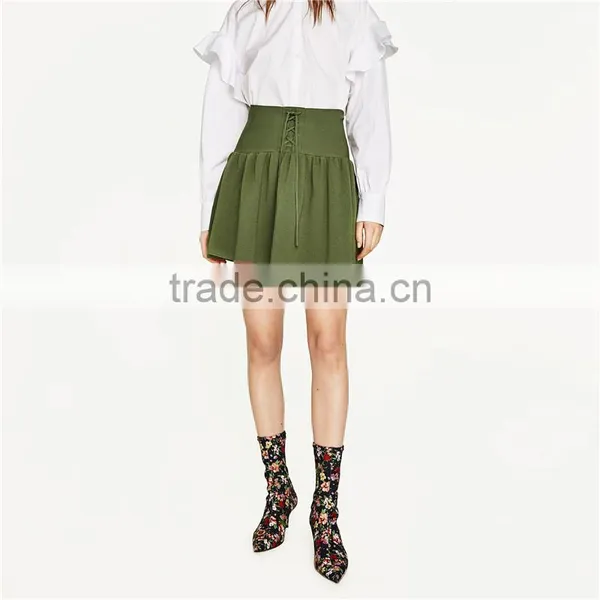 2017 OEM Spring Pleated Young Mini Oasis Skirts With Cords photo-2