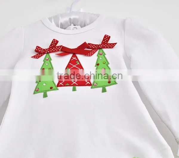 2015 New Fashion Long Sleeve Christmas Tree Lace Boutique Kids Outfit photo-3