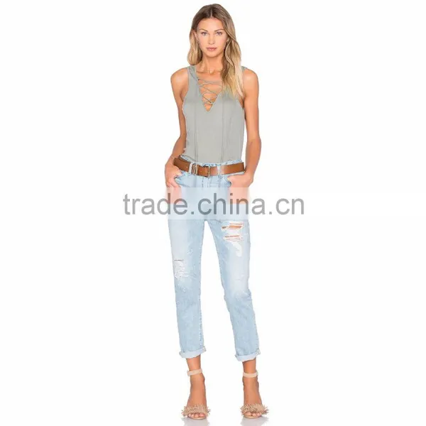 One Piece Lace Up Cotton Lycra Short Camisole photo-4