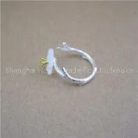 White Shell Flowers Silver Tail Rings SSR041