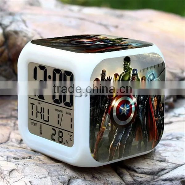 Hot Selling Digital Clocks for Kids Superhero Green-man Alarm Clock Colorful LED Clocks for Sale photo-4